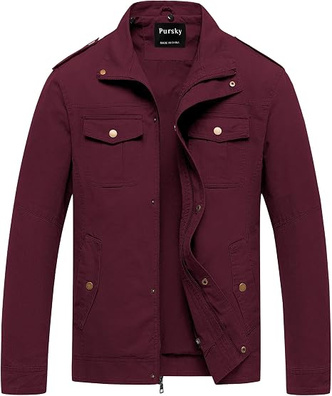 む*ー様  Prime Jacket - Brick Pursky Boy Cotton Lightweight Multi Pockets Jacket Zip Front Stand